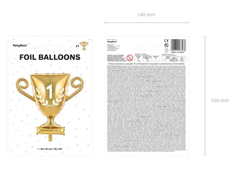 Balon foliowy Puchar 64x61cm złoty FB110M-019 PartyDeco